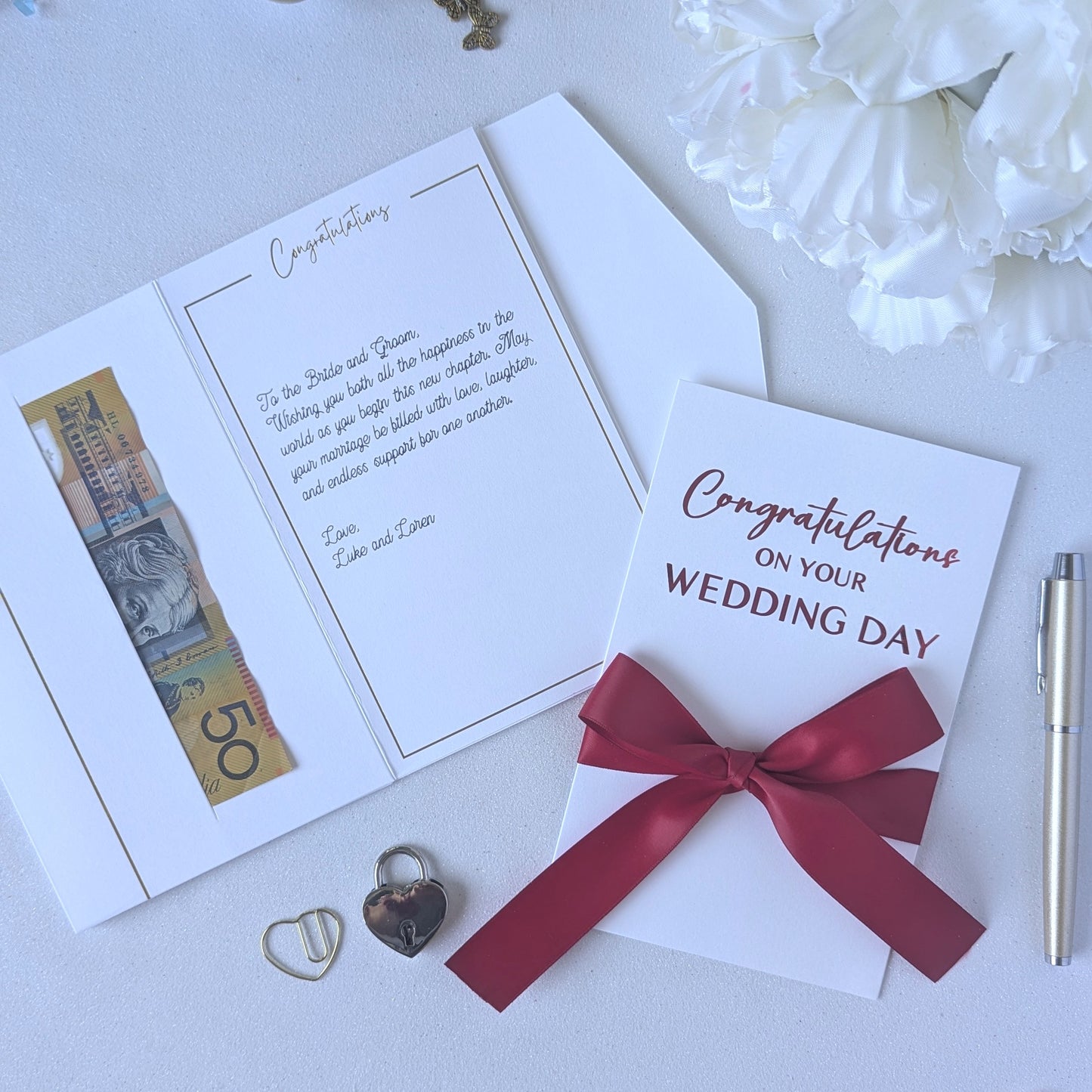 Wedding money gift wallet with red ribbon for chinese red money packet