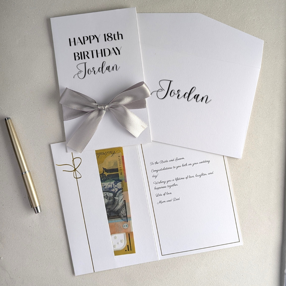 Personalised 18th Birthday Card for Her or Him - Luxury Ribbon & Keepsake Money Envelope | Next Day Delivery Available