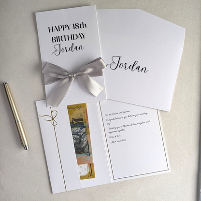 Personalised 18th Birthday Card for Her or Him - Luxury Ribbon & Keepsake Money Envelope | Next Day Delivery Available