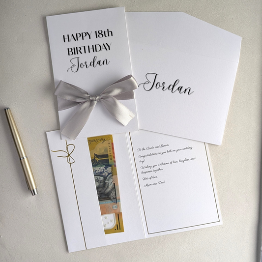 Personalised 18th Birthday Card for Her or Him - Luxury Ribbon & Keepsake Money Envelope | Next Day Delivery Available