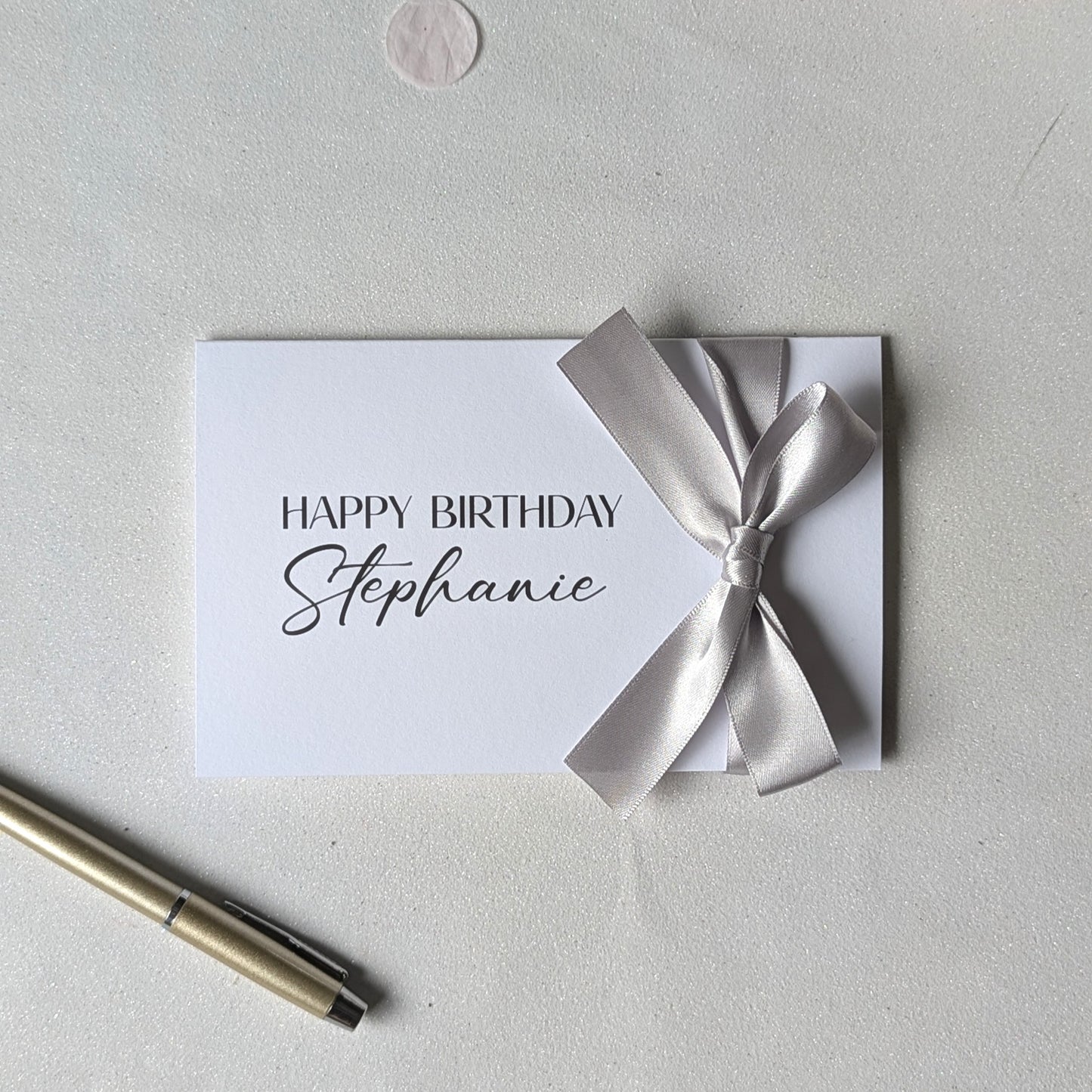 Personalised Luxury Birthday Card with Ribbon – Felt Texture Paper | Next Day Delivery