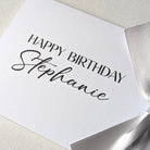 Next day delivery australia birthday card with premium personalised card and ribbon close up