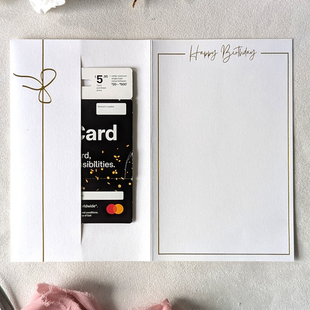 Beautiful  Personalised birthday money envelope white card with gift card in the gift pocket