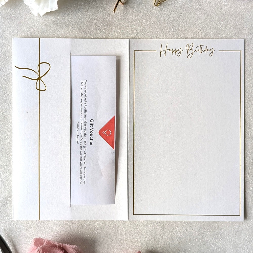 Beautiful Personalised birthday money envelope white card with voucher in the gift pocket