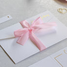 Personalised white happy birthday greeting card with pink ribbon for giving cash or gift voucher 