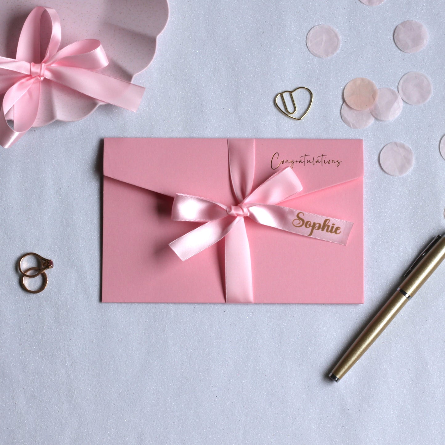 Personalised bridal shower money card pink