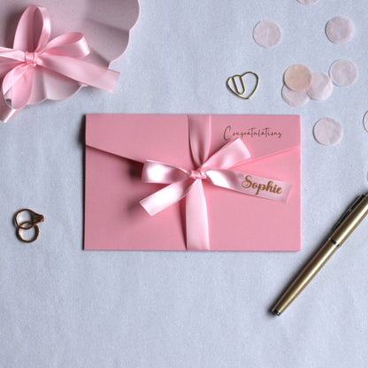 Personalised bridal shower money card pink