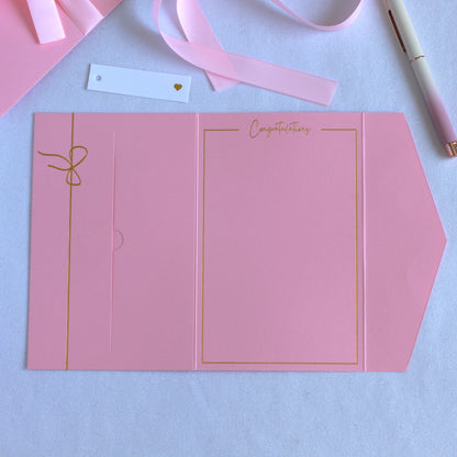 Pink Congratulations money wallet for baby shower or graduation or bridal shower. Made for giving cash or gift card or gift voucher