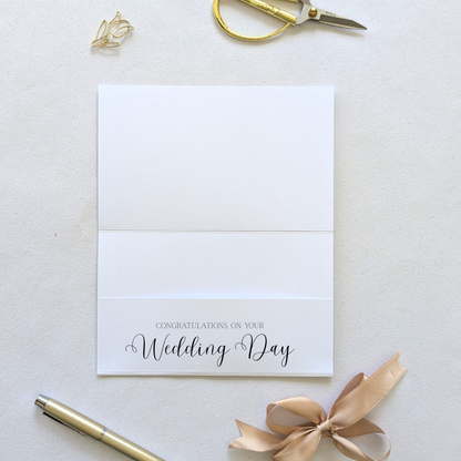Print at home wedding money envelope with Congratulations on your wedding day printed on the gift flap