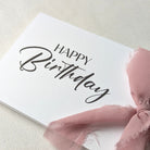 Next day delivery Premium happy birthday card with luxury felt card and premium ribbon.