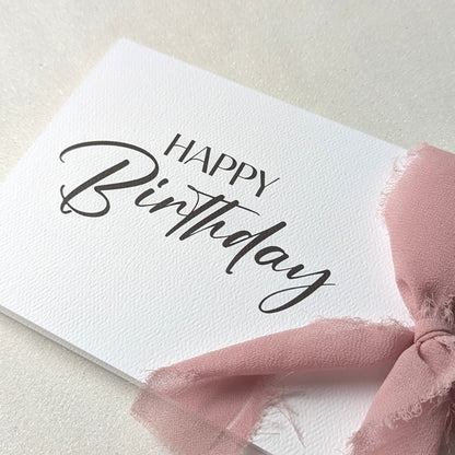 Luxury Birthday Card with Ribbon – Felt Texture Paper | Next Day Delivery Available