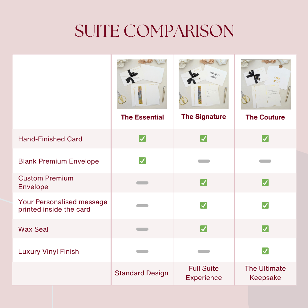 Comparison graphic for Wedding money wallet with pocket for the gift with black satin ribbon and tag for the names