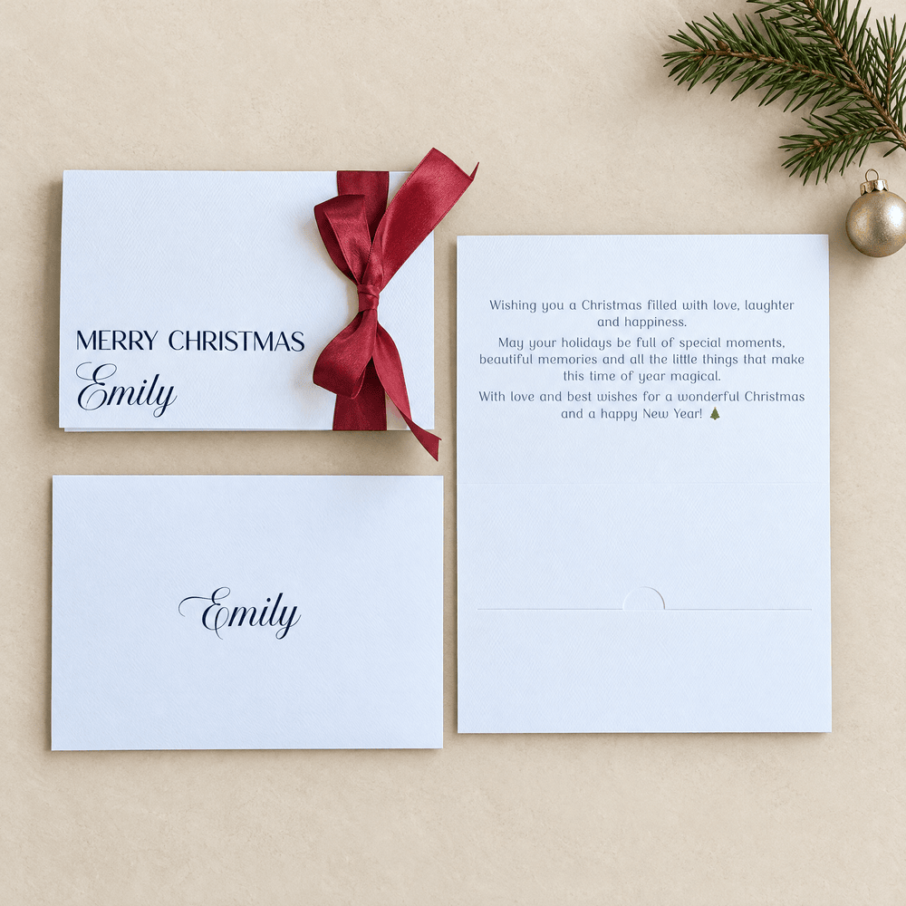Signature suite personalised gift envelope christmas ribbon