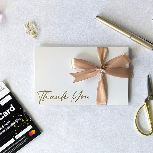 Beautiful Thank you gift envelope with gold ribbon