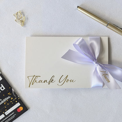 Beautiful Thank you gift envelope with purple custom ribbon
