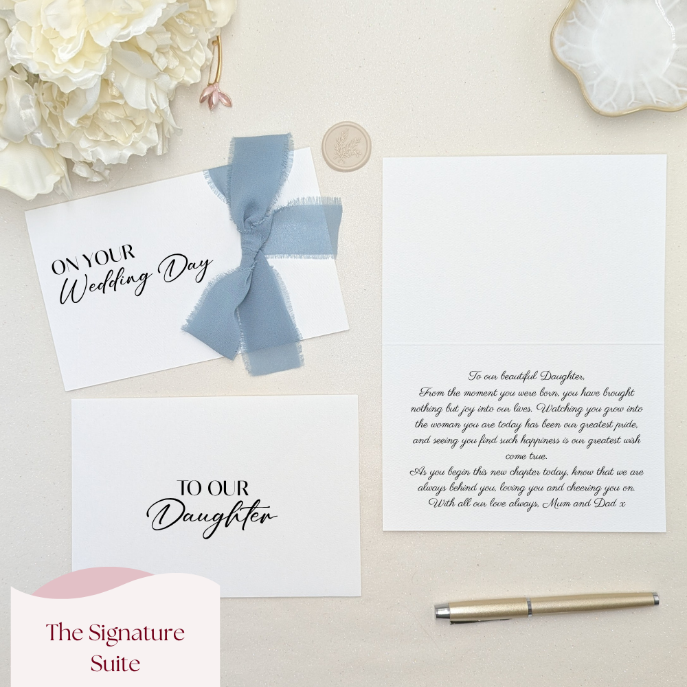 to our daughter on her wedding day signature suite with custom envelope, wax seal and message printed inside