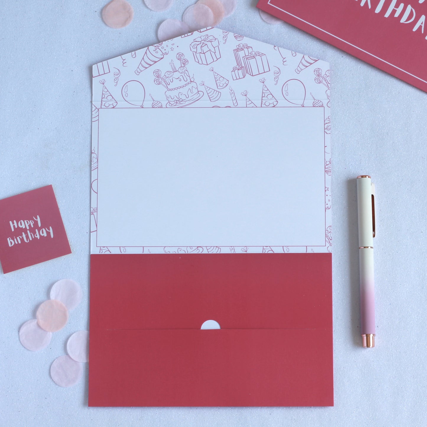 Pink happy birthday money envelope for giving cash