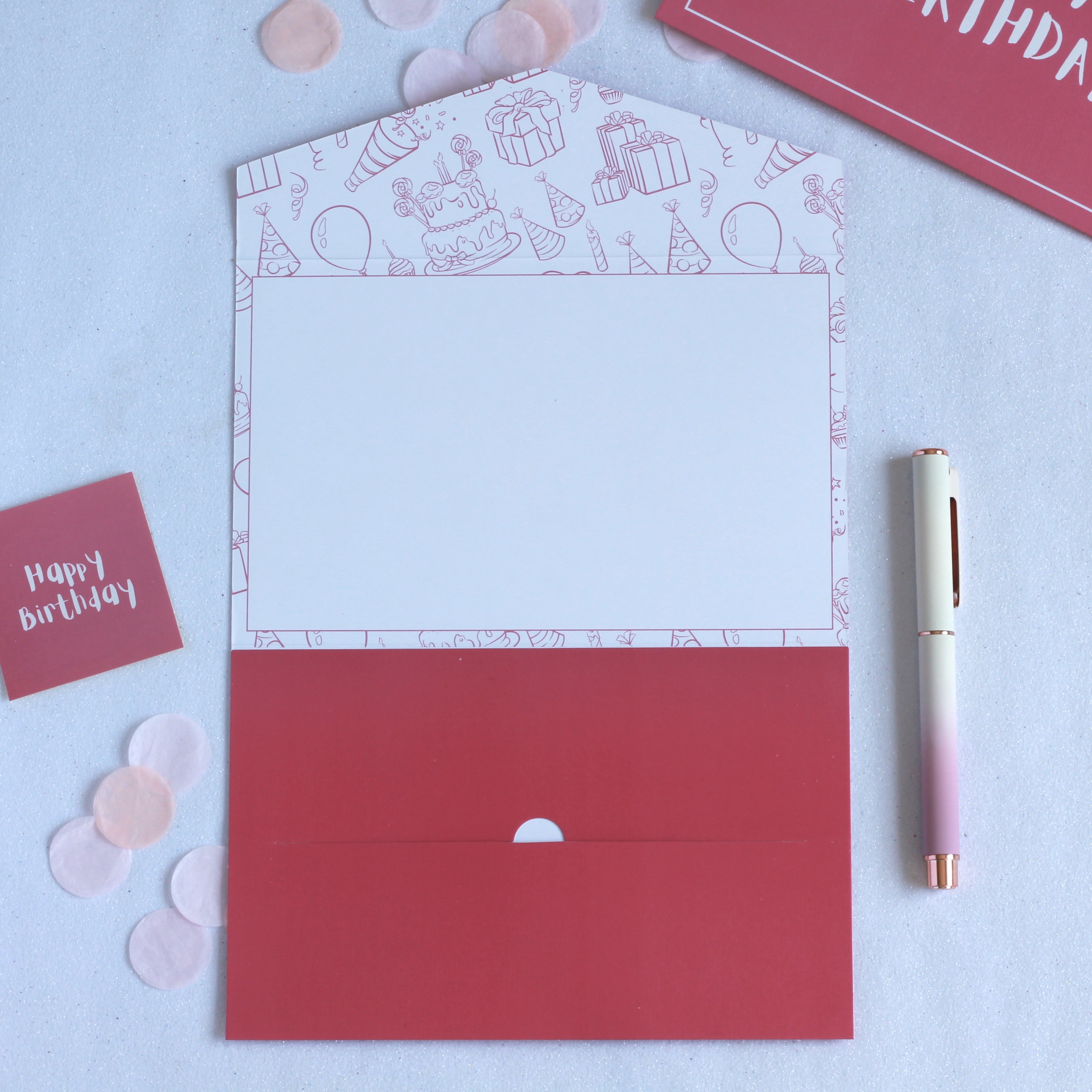 Pink happy birthday money envelope for giving cash