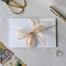 Wedding Money Envelope with Congratulations in gold foil and Gold Chiffon Ribbon