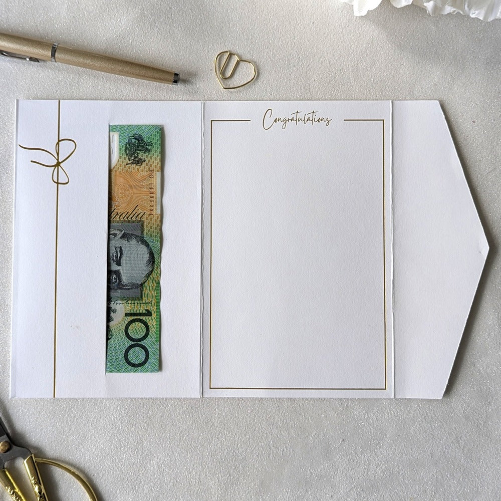 Wedding Money Envelope with money in the gift pocket