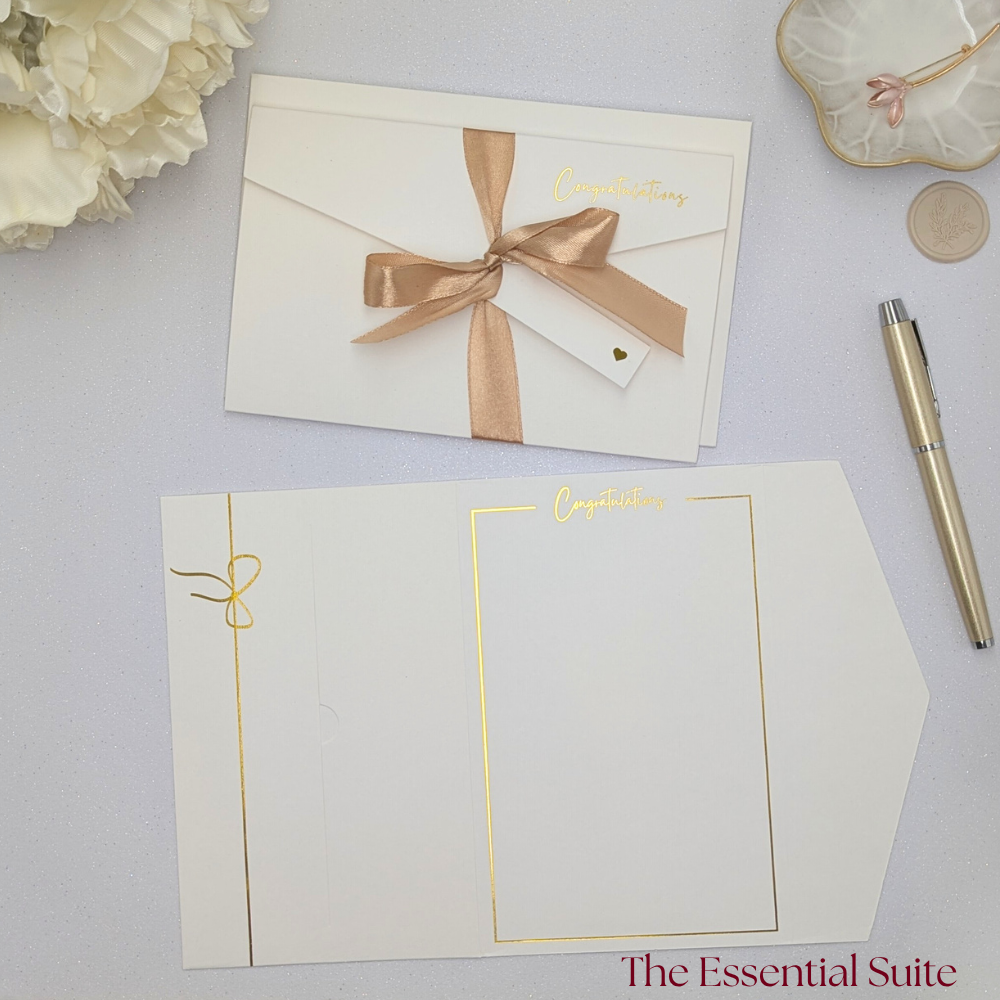 Wedding money envelope with gold satin ribbon the essential