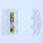 White and grey Polynesian tribal pattern pocket greeting card with cash. money wallet for giving cash