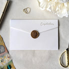 White Congratulations Wedding card next day delivery guaranteed with gold wax seal