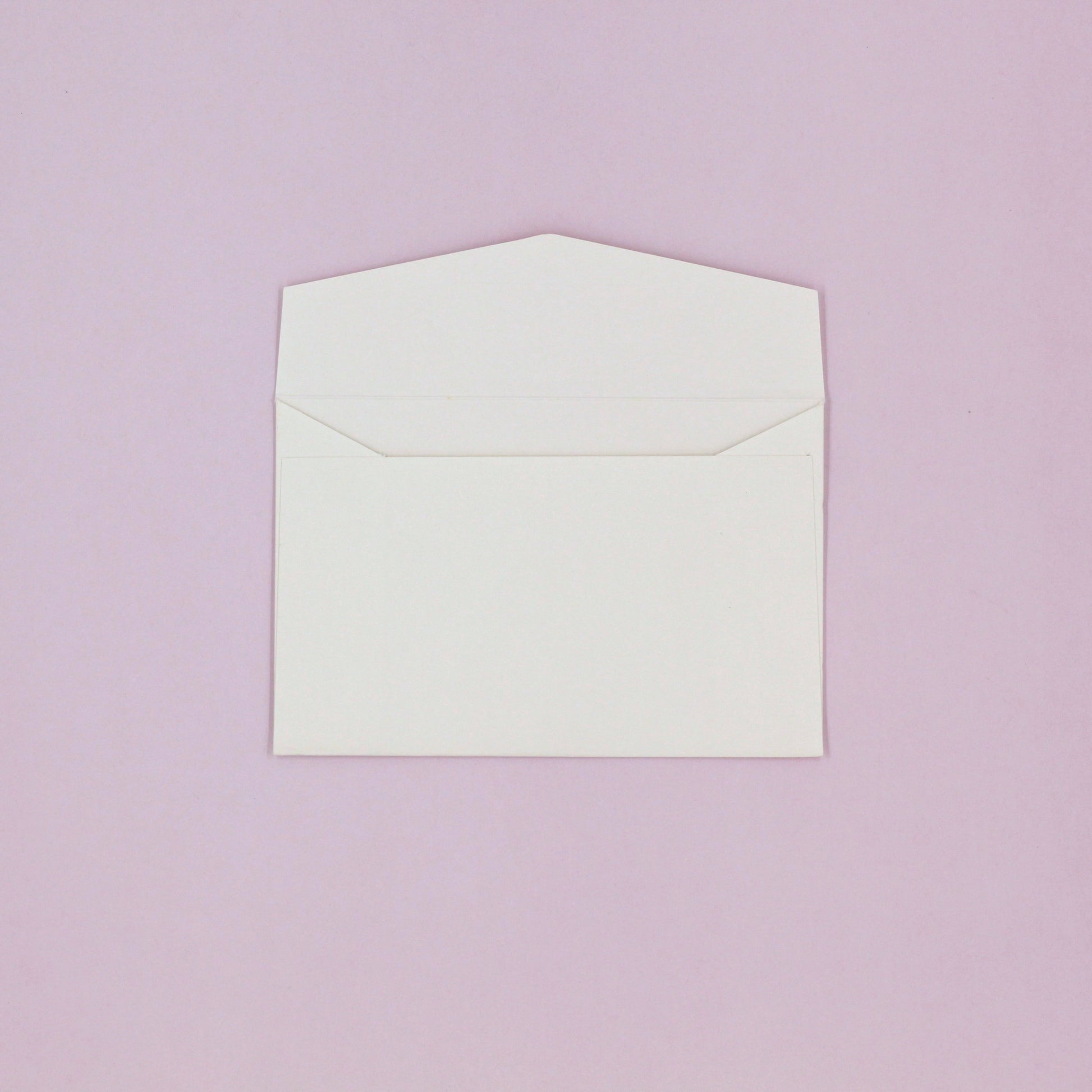 White mailing envelope, flap open that fits a greeting card money wallet