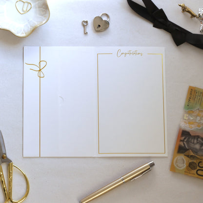 Personalised wedding money envelope card inside