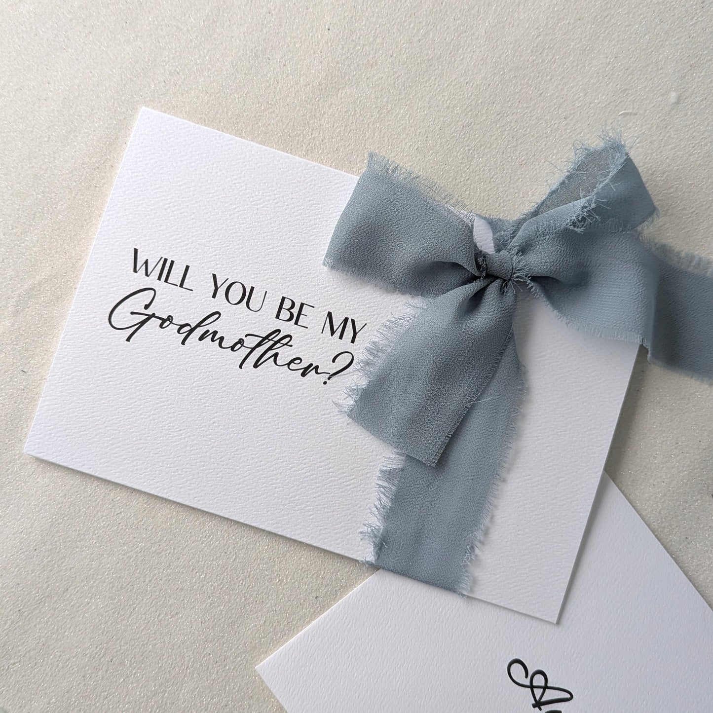 Will you be my godmother proposal card with luxury paper and ribbon and matching envelope