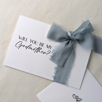 Will you be my godmother proposal card with luxury paper and ribbon and matching envelope