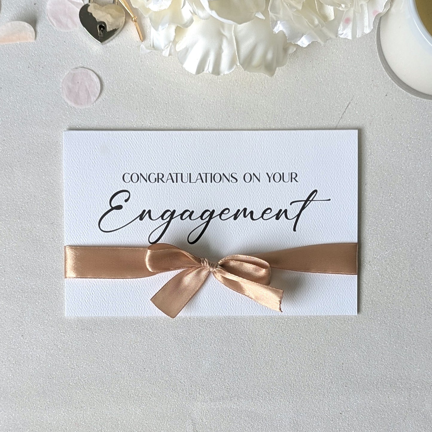 Luxury Engagement Personalised Congratulations Card – Custom Ribbon & Premium Finish | Next Day Delivery Available