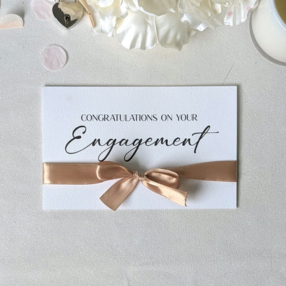 Luxury Engagement Personalised Congratulations Card – Custom Ribbon & Premium Finish | Next Day Delivery Available