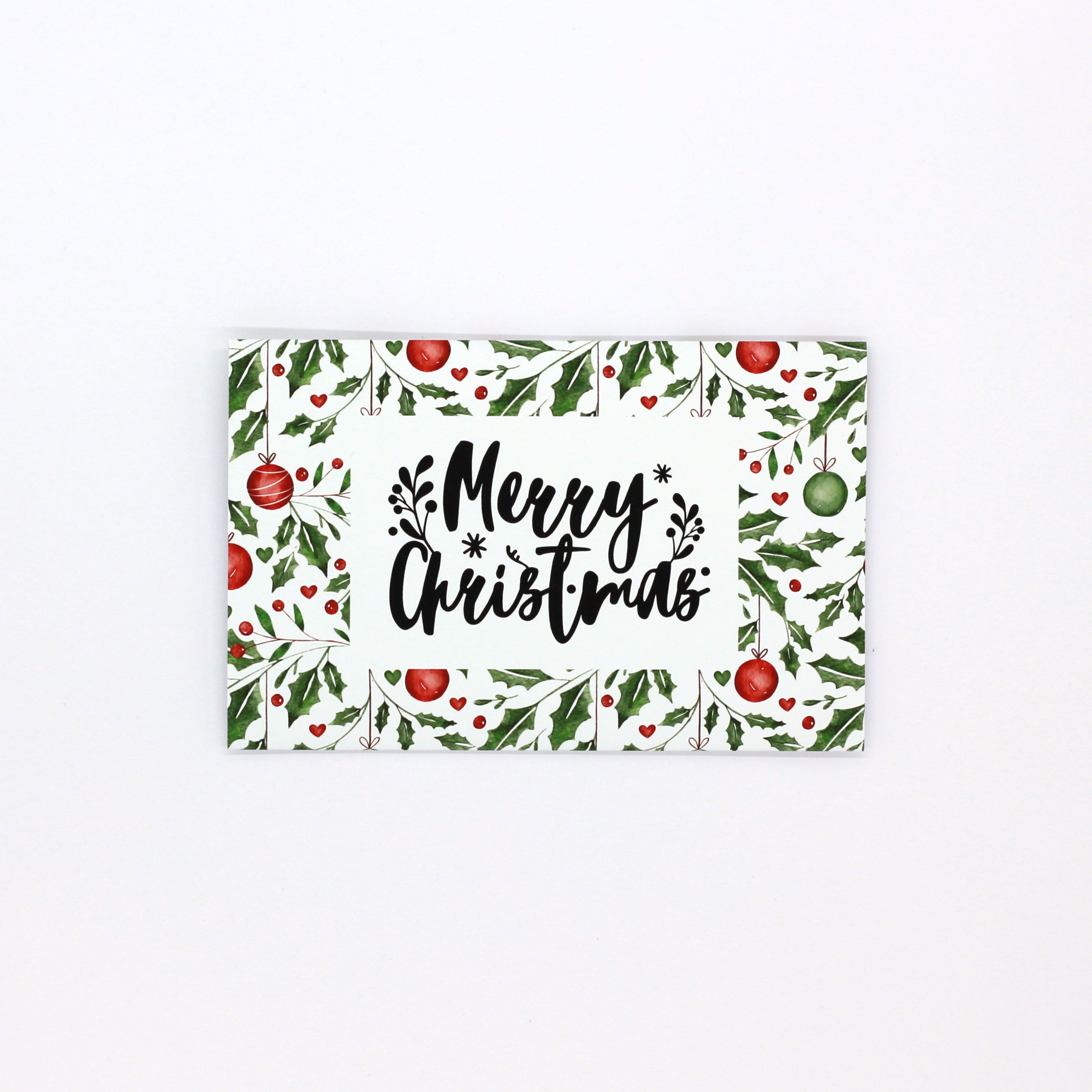mistletoe and bauble christmas greeting card. Money envelope for giving money, gift card or gift voucher
