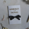 Personalised wedding money envelope card with personalised gold foil names close up