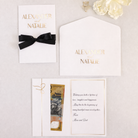 Personalised wedding money wallet with gold bride and grooms names